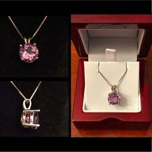 Pink Gemstone Pendant w/ Sterling Silver Chain